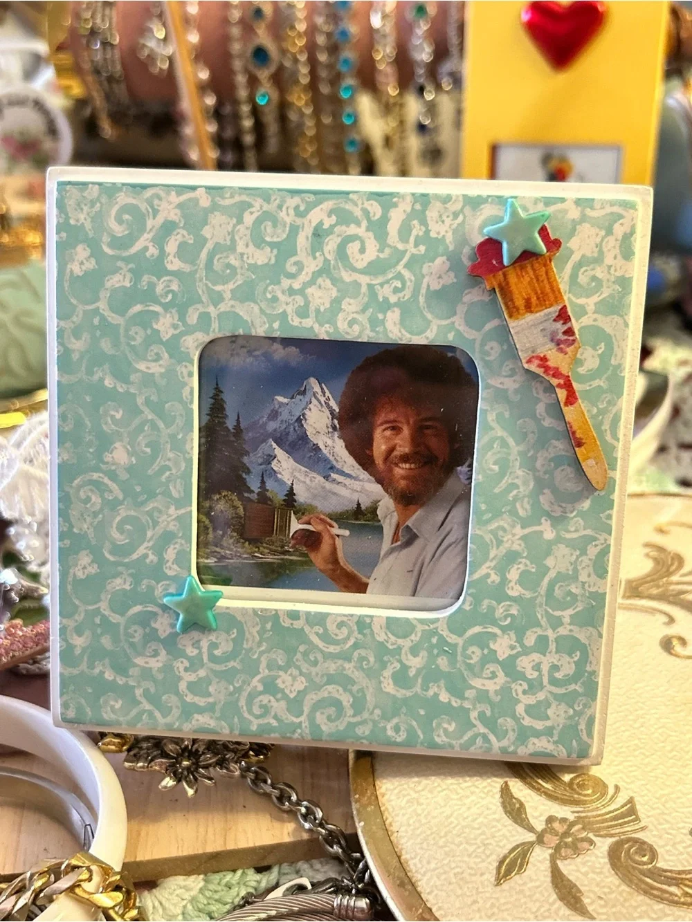 Bob Ross Photo frame Teal Home Accents 2x3 easel or wall hanger